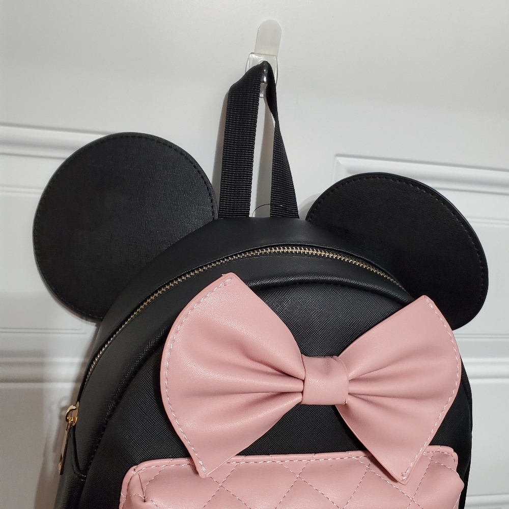 Minnie Mouse Pink Quilted Front Pocket Mini Backpack with Ears - Picture 11 of 16